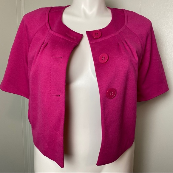 Loft Pink Fuchsia Jacket Blazer Cropped Short - Picture 5 of 7